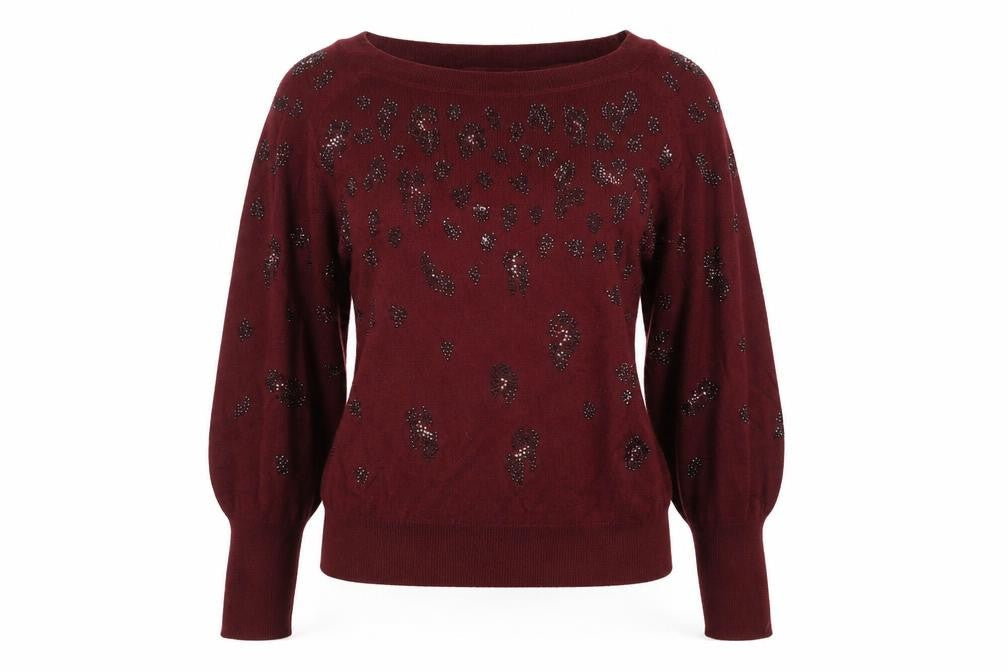 Next Women’s Red Beaded Animal Print Boat Neck Jumper Size S