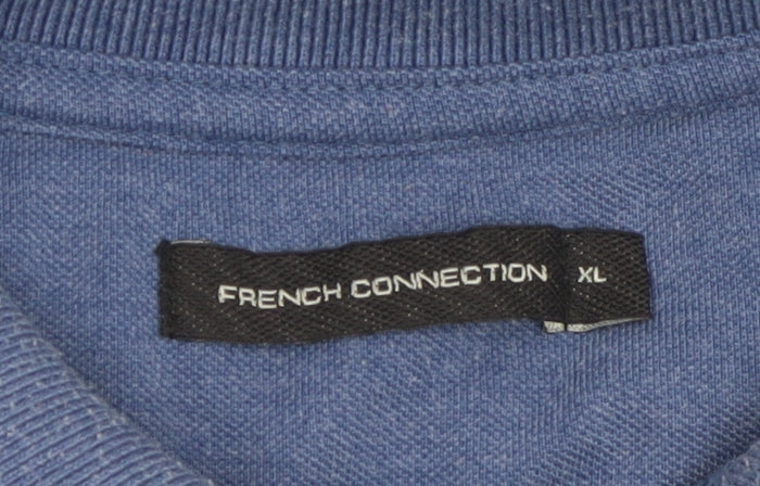 French Connection Men's Blue XL Polo Shirt Cotton Short Sleeve