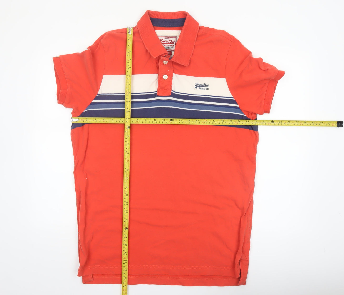 Superdry Mens Red XX Large Vintage Stripe Cotton Polo Shirt