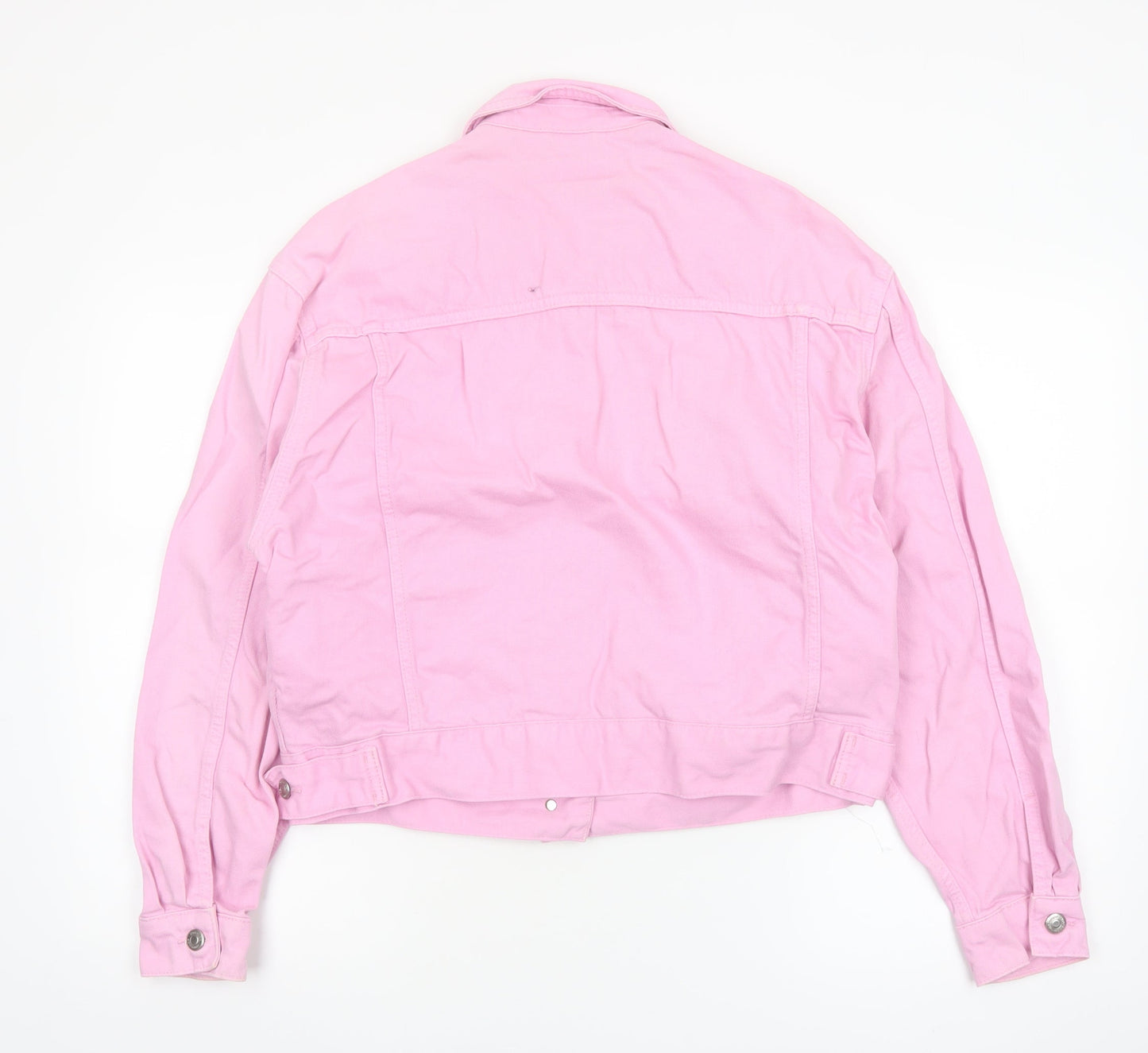 Topshop Moto Pink Cotton Cropped Denim Jacket Womens Size 10