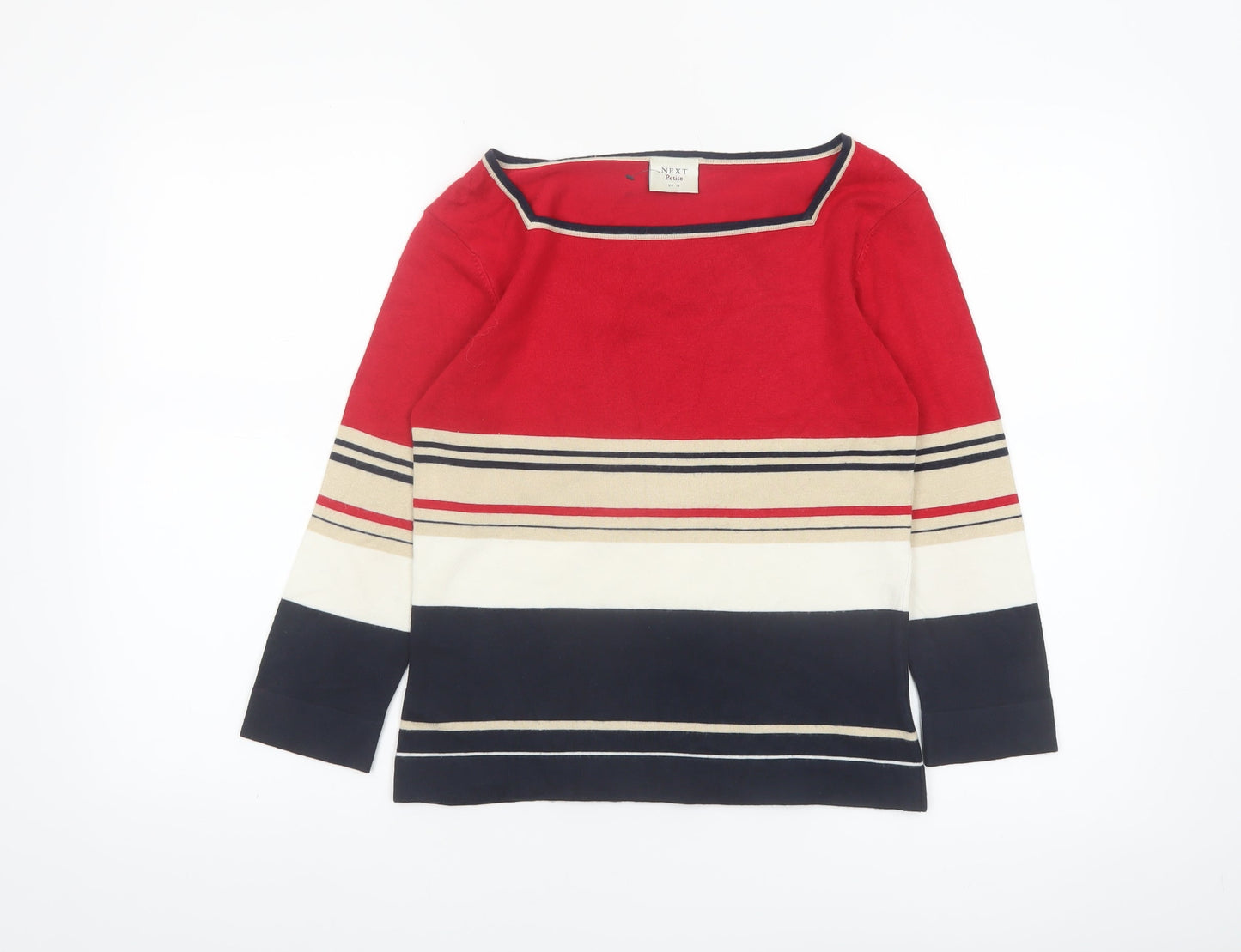 NEXT Women’s Multicoloured Striped Boat Neck Petite Jumper UK 10