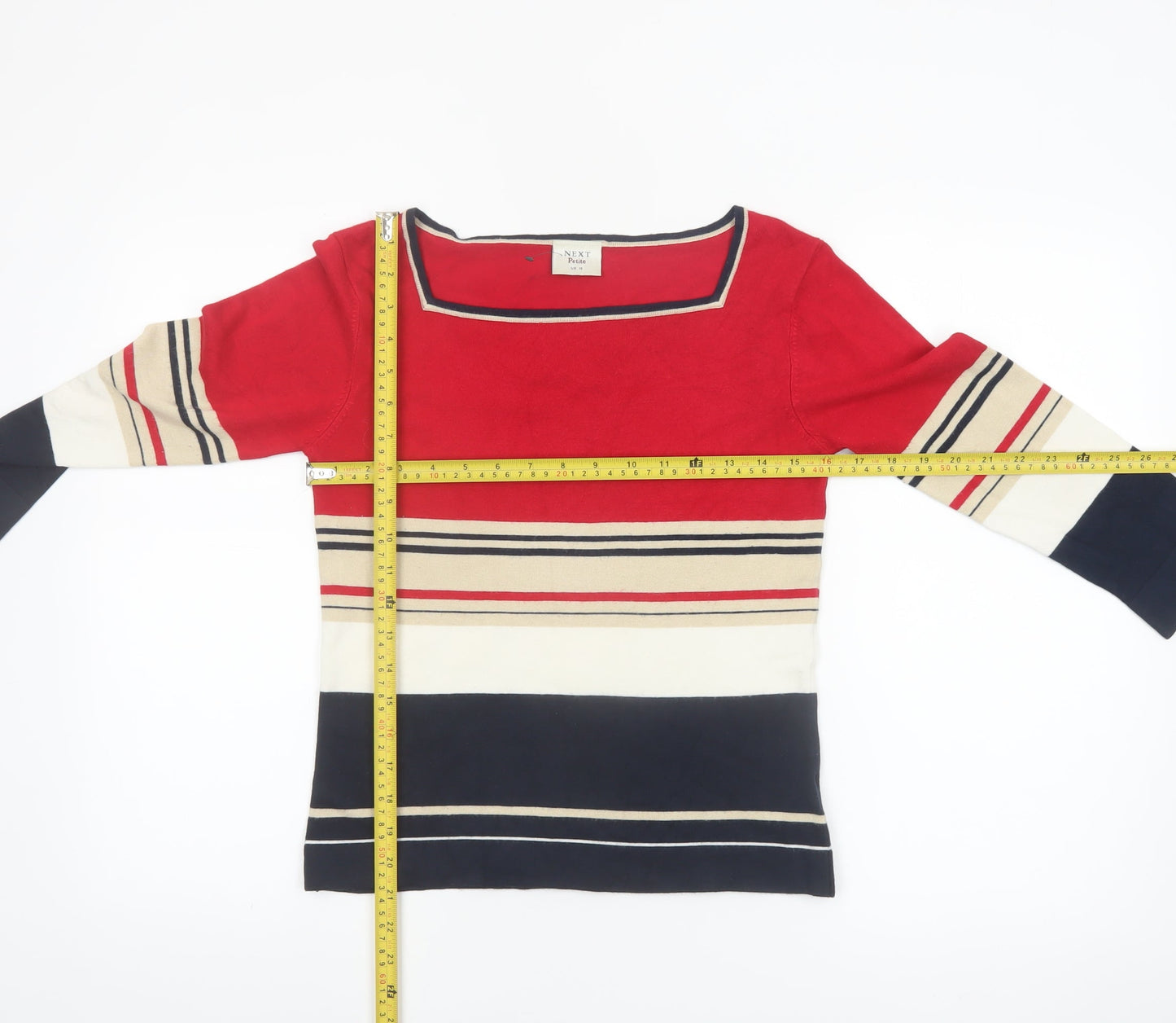 NEXT Women’s Multicoloured Striped Boat Neck Petite Jumper UK 10