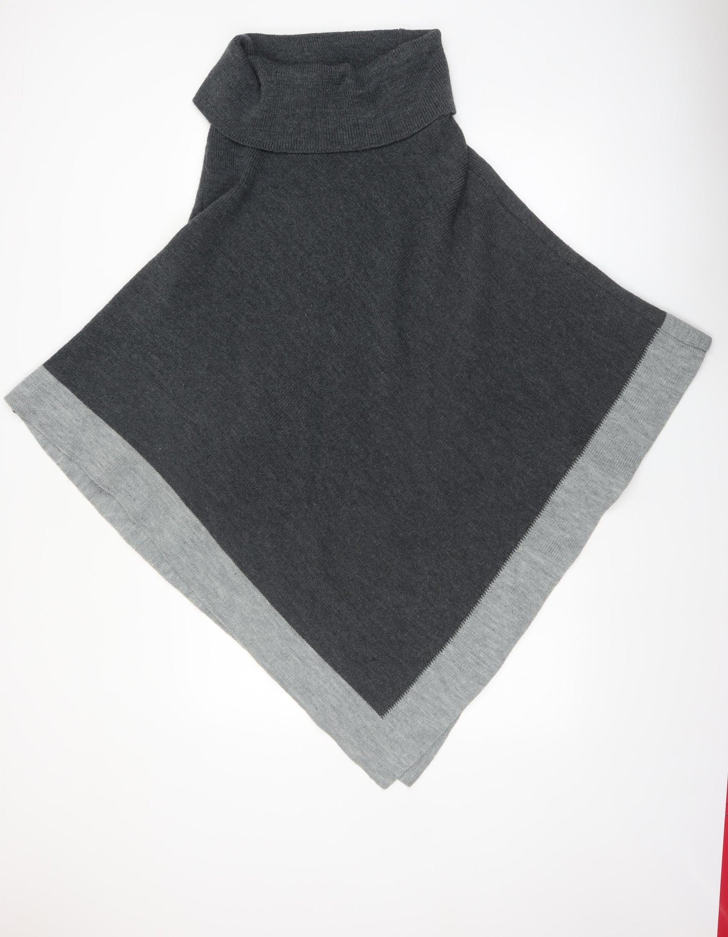 Principles Women Grey Roll Neck Knit Cape Jumper One Size