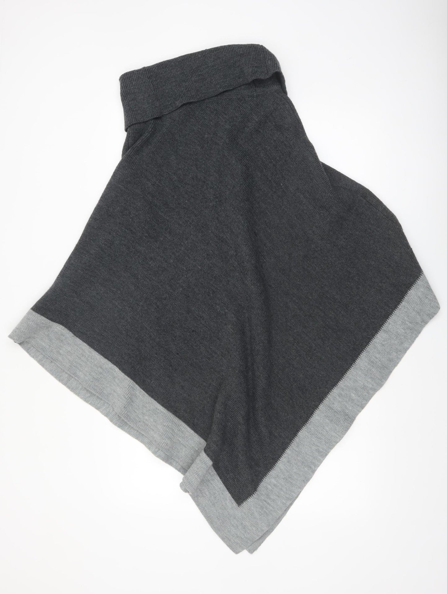 Principles Women Grey Roll Neck Knit Cape Jumper One Size