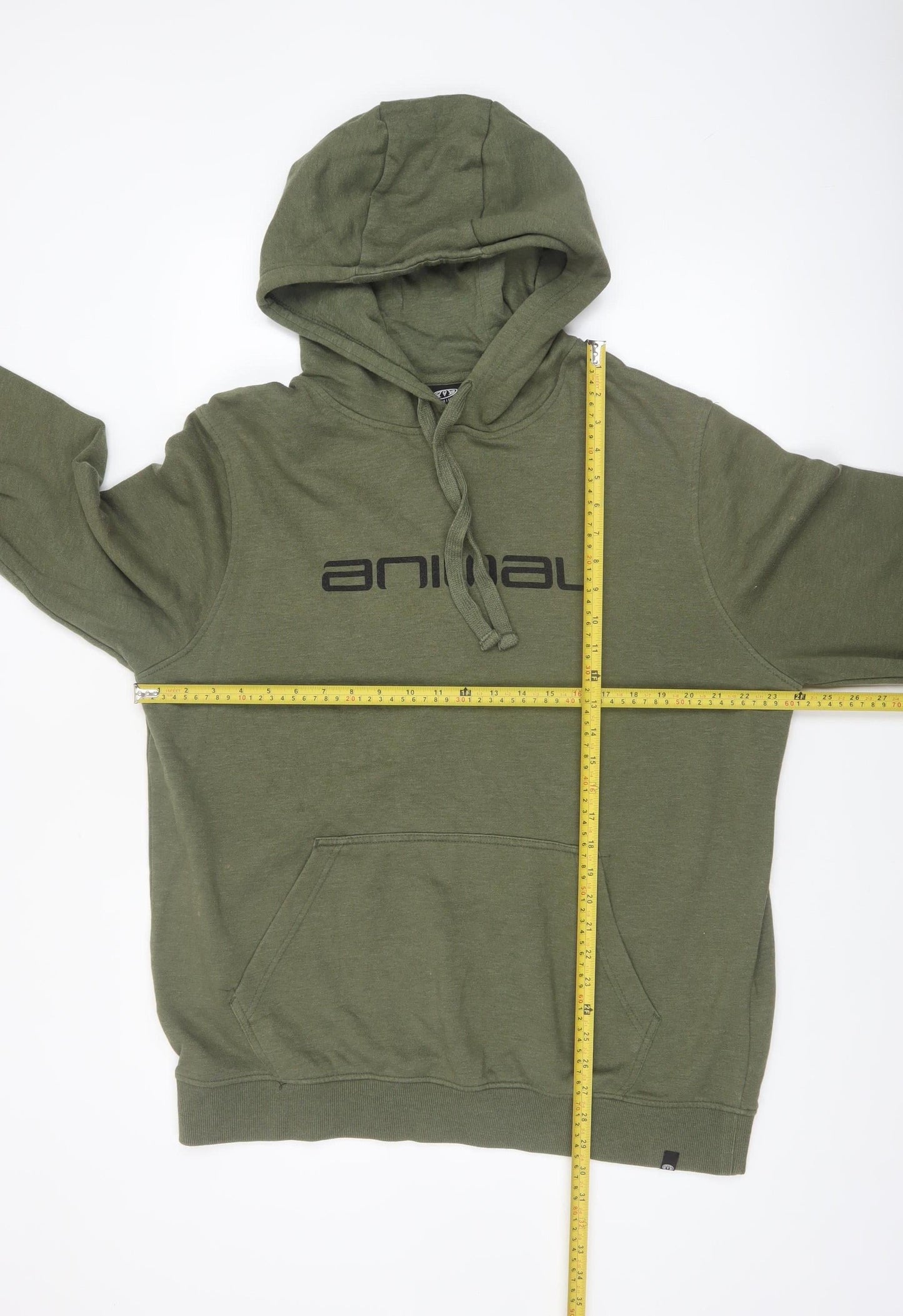 Animal Mens Green Pullover Hoodie XL Cotton Blend Casual Sweatshirt