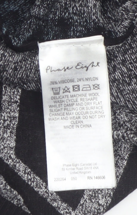 Phase Eight Women’s Black Geometric Knit Tunic Jumper UK 12