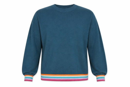 Next Men's Blue Crew Neck Acrylic Jumper M with Colour Trim