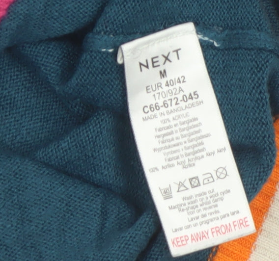 Next Men's Blue Crew Neck Acrylic Jumper M with Colour Trim
