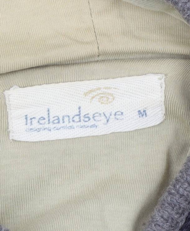 IrelandsEye Womens Black Wool Hooded Full Zip Jumper M