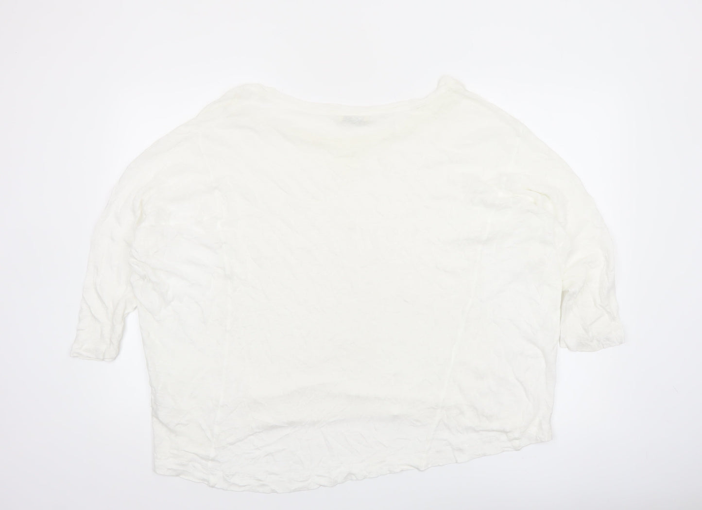 Whistles Women White Cotton 3/4 Sleeve Pullover Jumper UK 10