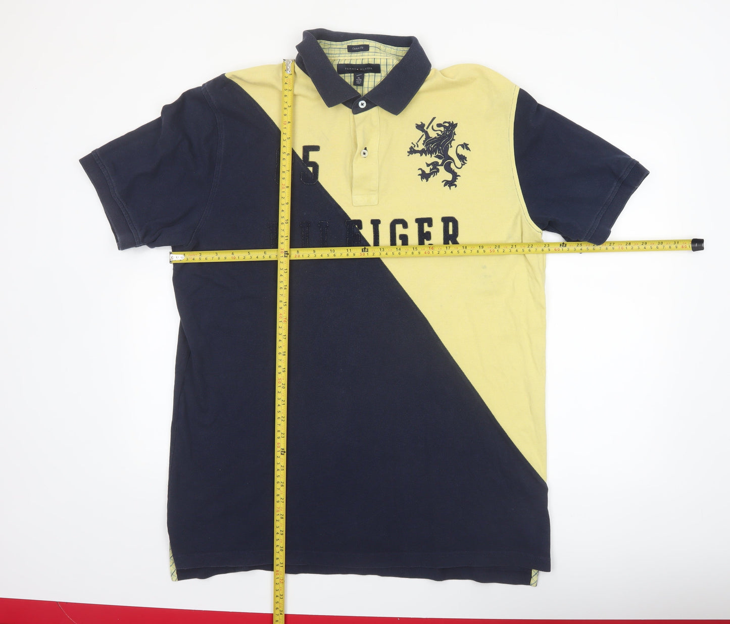 Tommy Hilfiger Men's Beige & Navy Polo Shirt XL Classic Fit