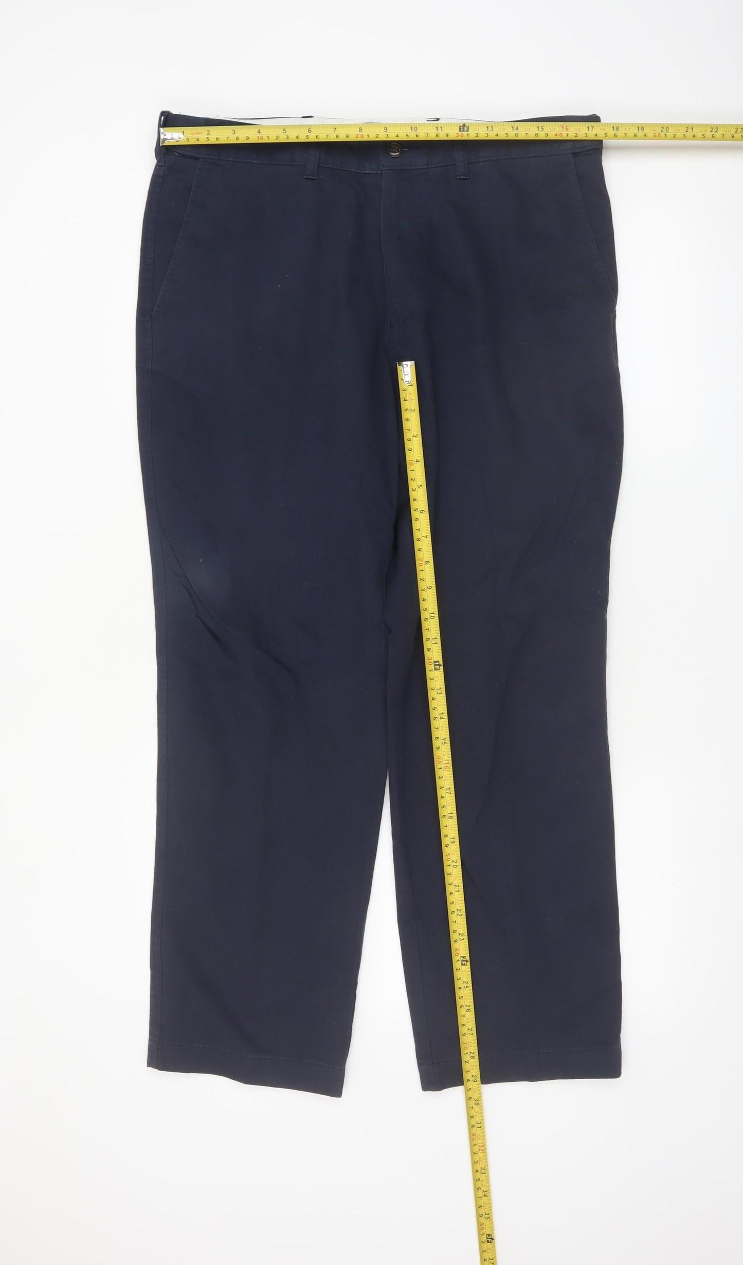 Marks and Spencer Men's Blue Chino Trousers 36W 29L Regular Fit