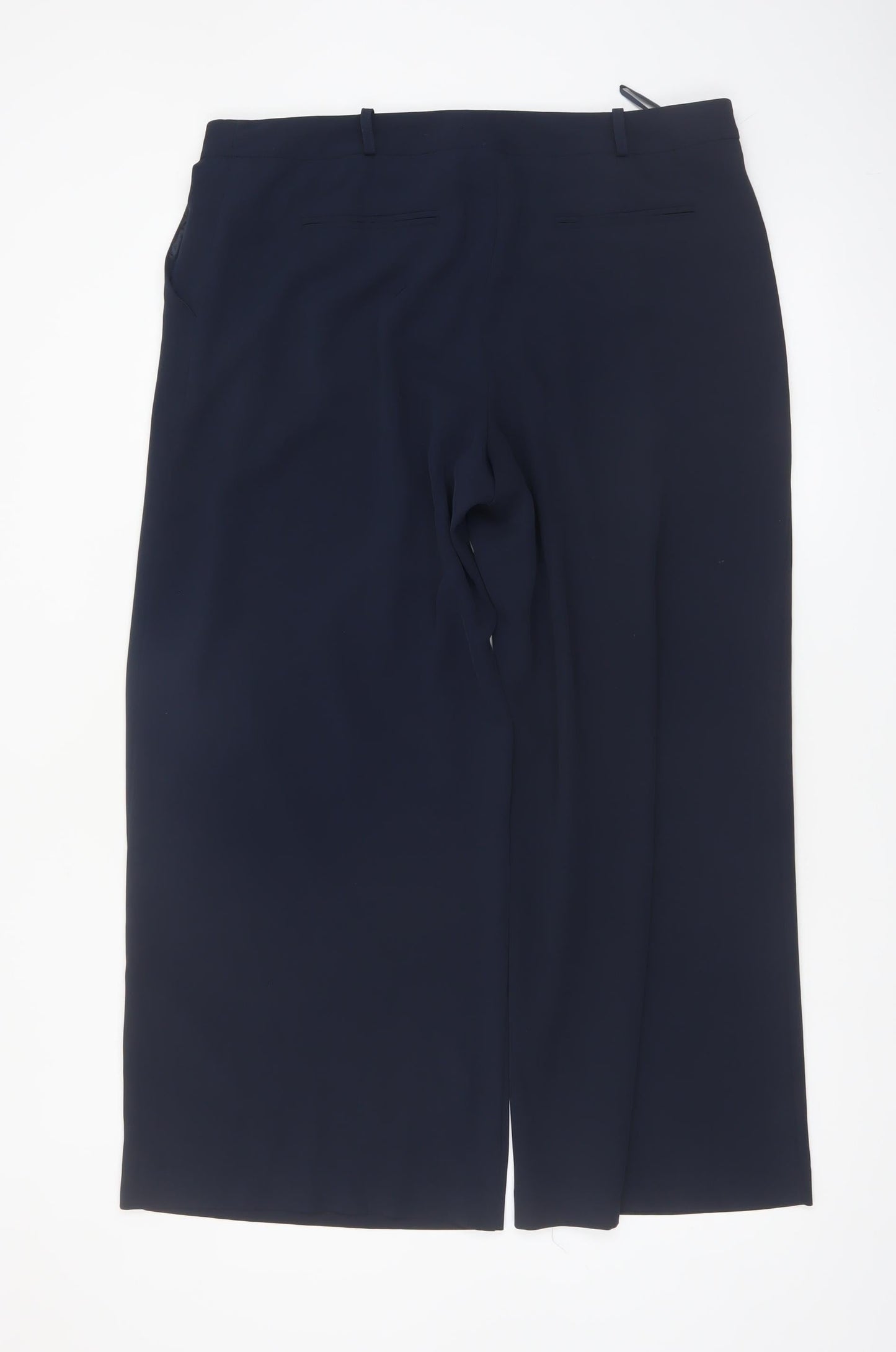 Next Women Blue Wide-Leg Pleated Dress Trousers Size 16