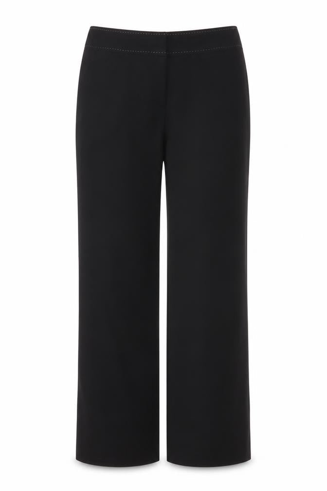 Next Women Black Wide-Leg Trousers Size 12R Polyester Viscose Blend