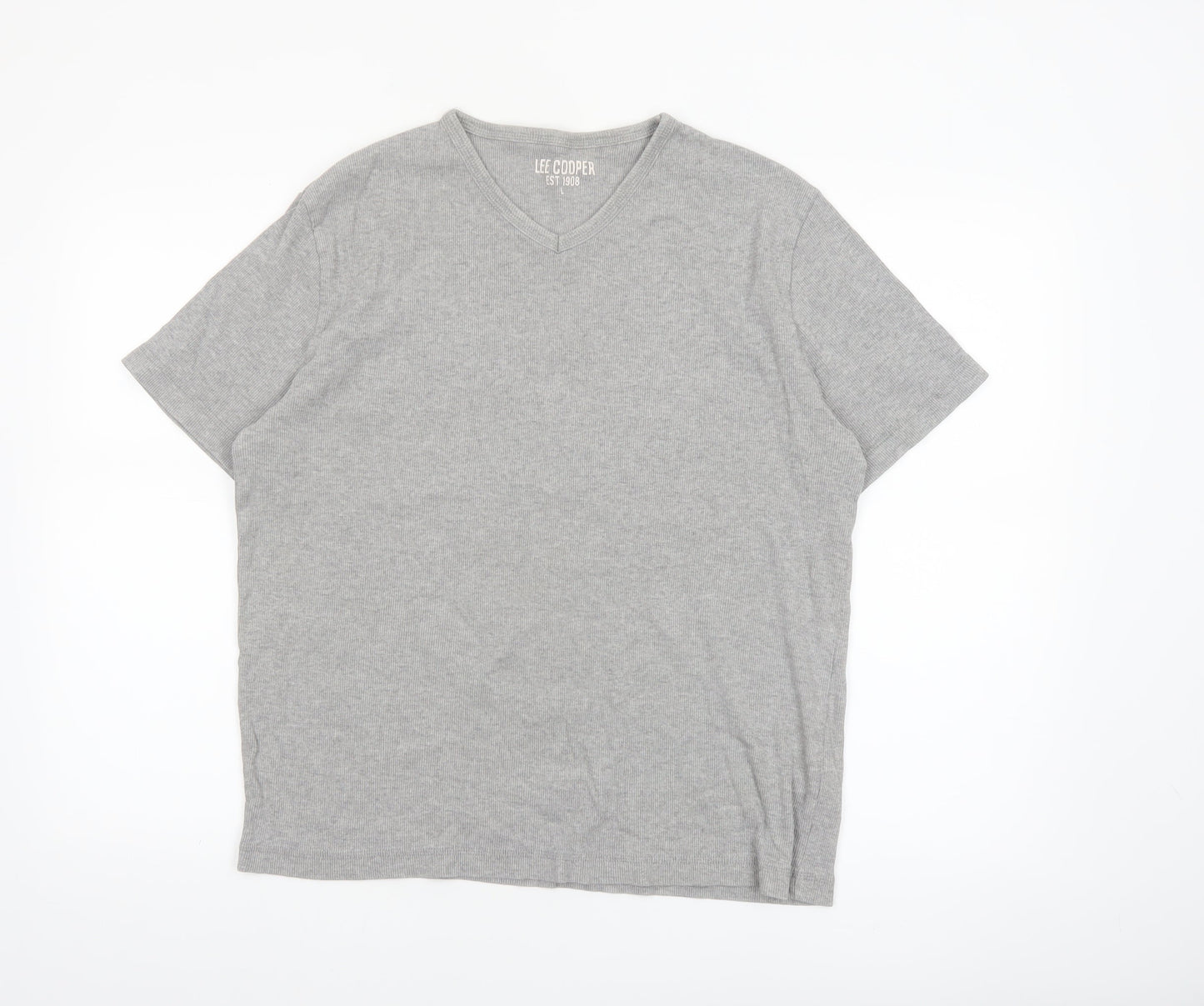 Lee Cooper Women’s Grey V-Neck Cotton Blend Short Sleeve T-Shirt L