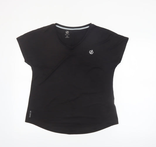 Dare 2B Womens Black Size 14 V-Neck Short Sleeve Active T-Shirt