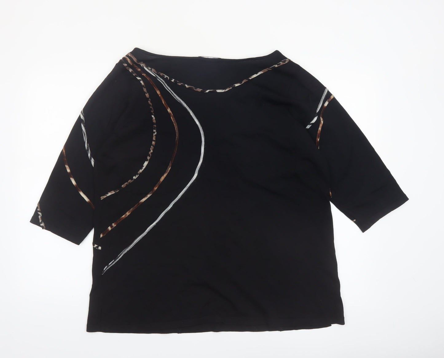The Collective Works of Becher Womens Black XL Abstract 3/4 Sleeve Blouse