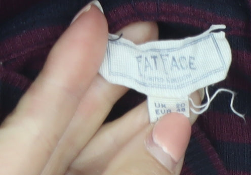 FatFace Women's Navy & Burgundy Striped Long Sleeve Roll Neck Top Size 20