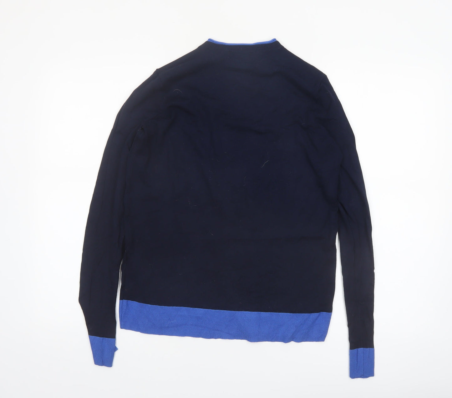Debenhams The Collection Women Navy Blue Jumper Size 14 Crew Neck Zip Detail
