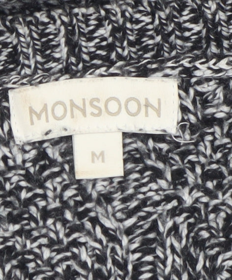 Monsoon Women Grey Knit Tunic Jumper M Boat Neck 3/4 Sleeve