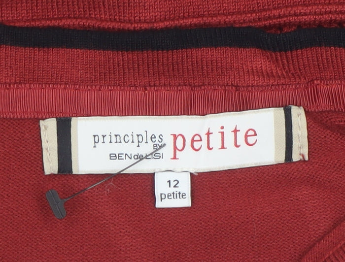 Principles Petite Red Boat Neck Short Sleeve Knit Jumper Size 12
