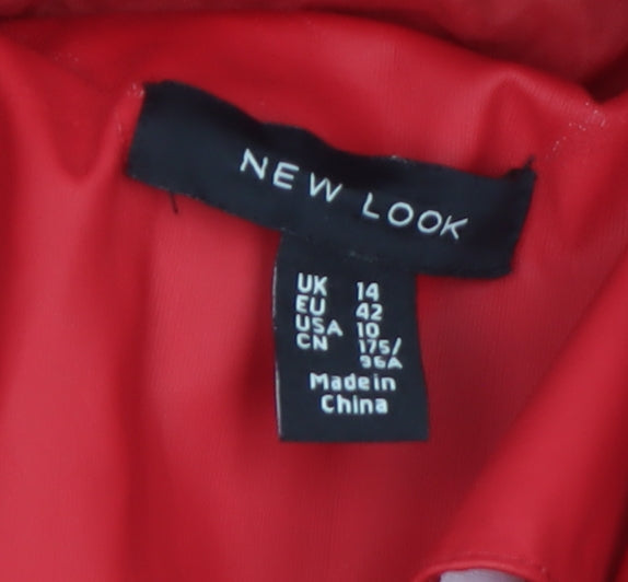 New Look Women's Red Hooded Rain Jacket Size 14