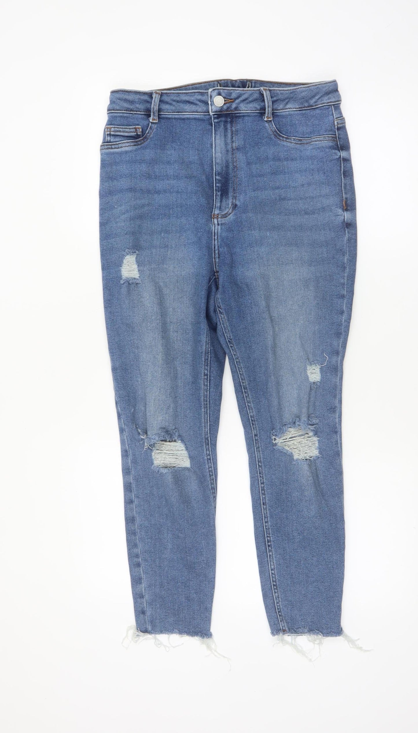 New Look Women's Blue Distressed Skinny Jeans Size 14