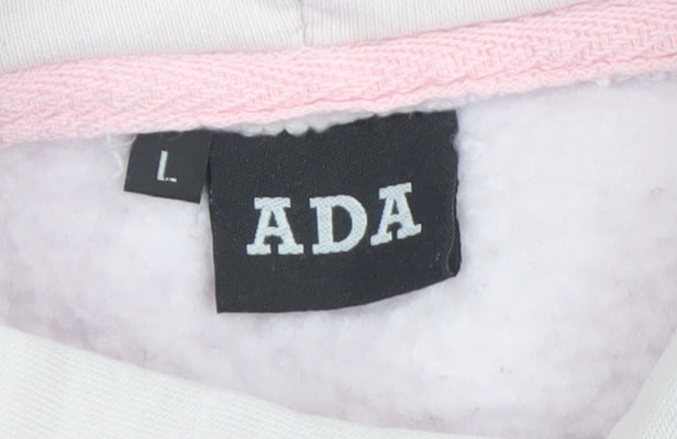 ADA Women's Pink Pullover Hoodie Size L 100% Cotton Casual Sweatshirt