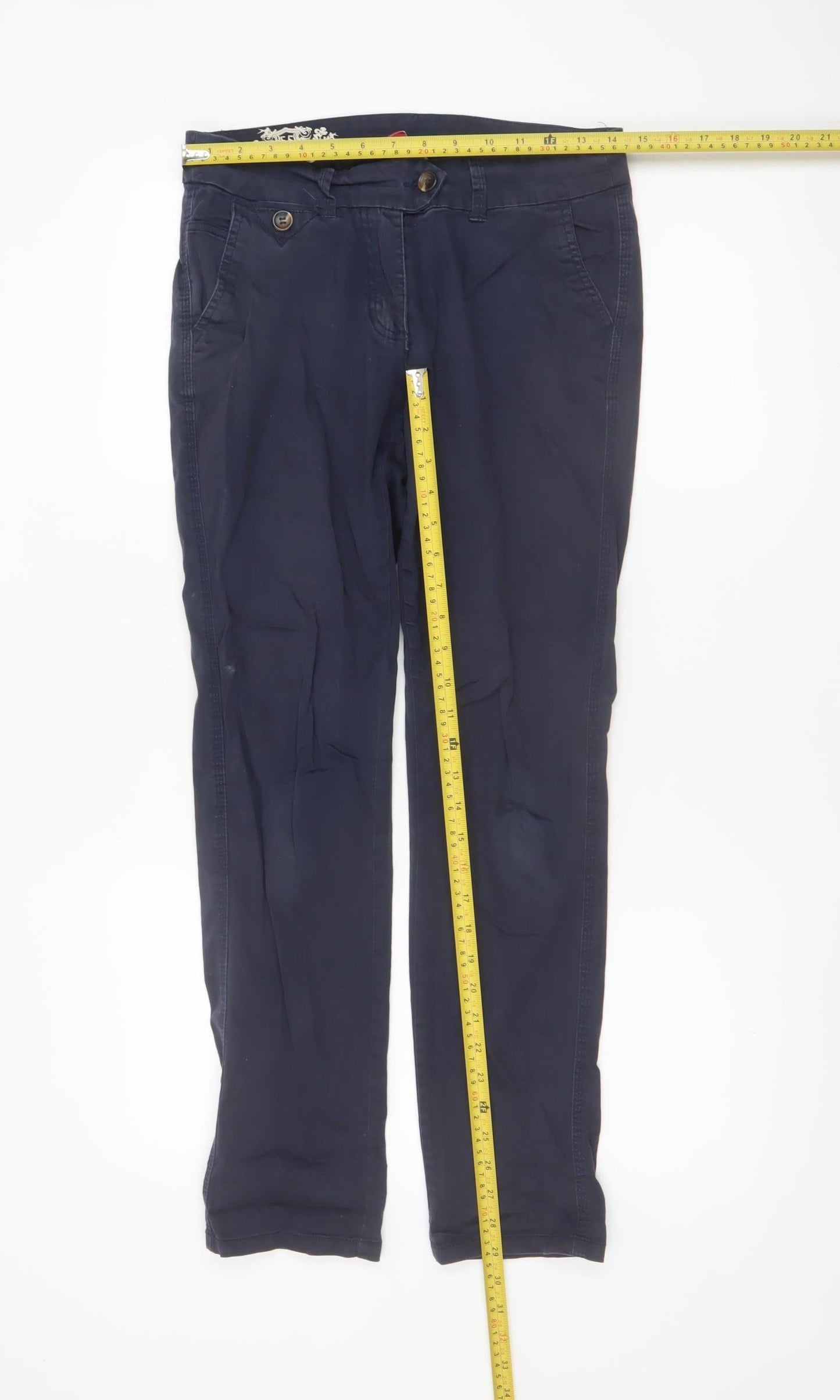 Palmer Prestige Women's Blue Chino Trousers Size 8 Straight Fit