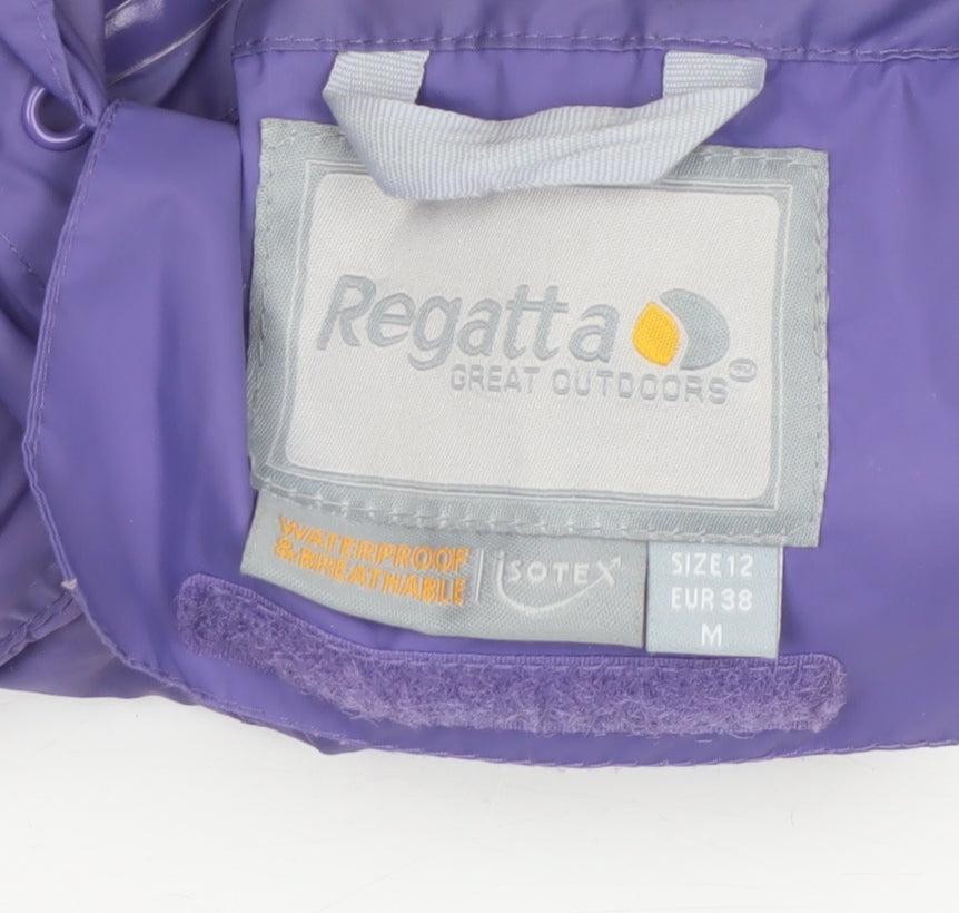 Regatta Women's Purple Waterproof Hooded Rain Jacket Size 12