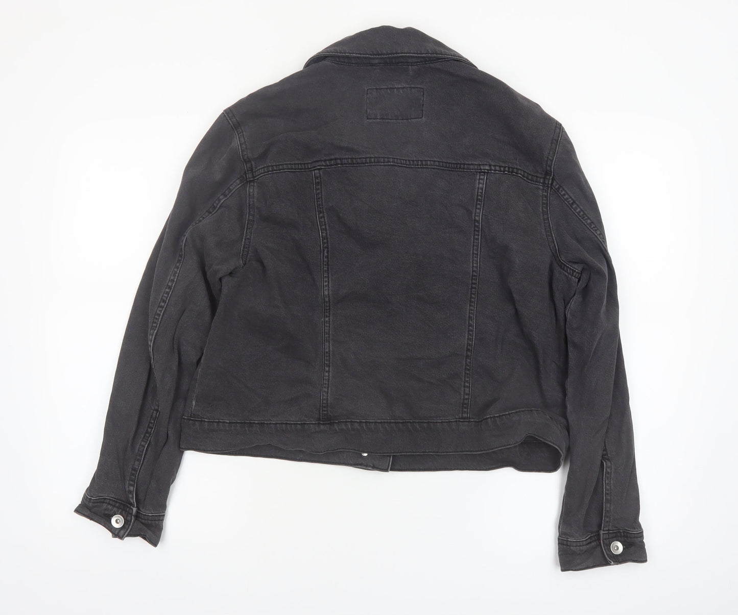 Marks and Spencer Women Black Denim Jacket Size 16 Casual Classic