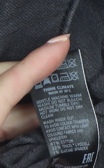 Marks and Spencer Women Black Denim Jacket Size 16 Casual Classic