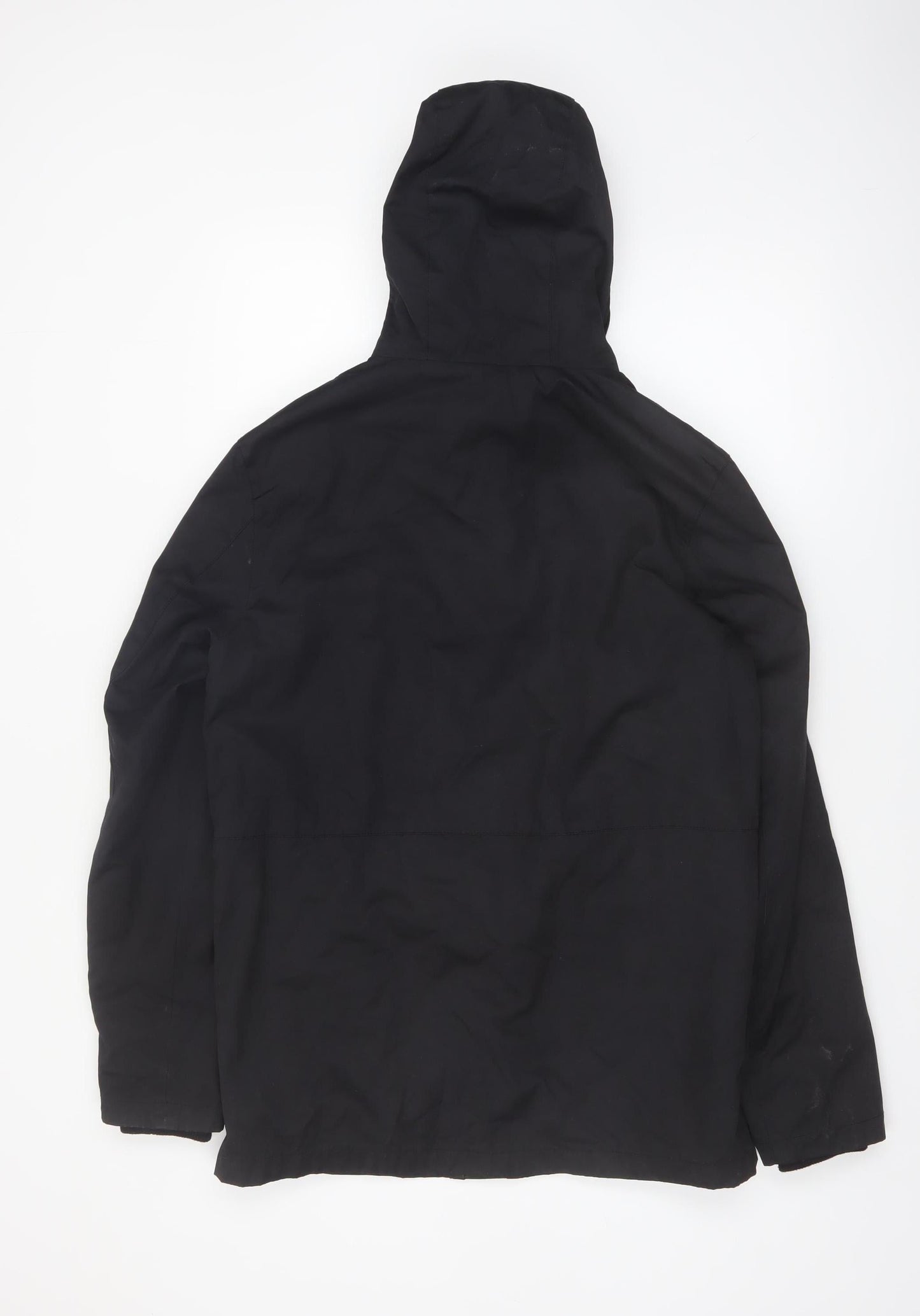 Next Men's Black Small Hooded Parka Coat Polyester Cotton Blend