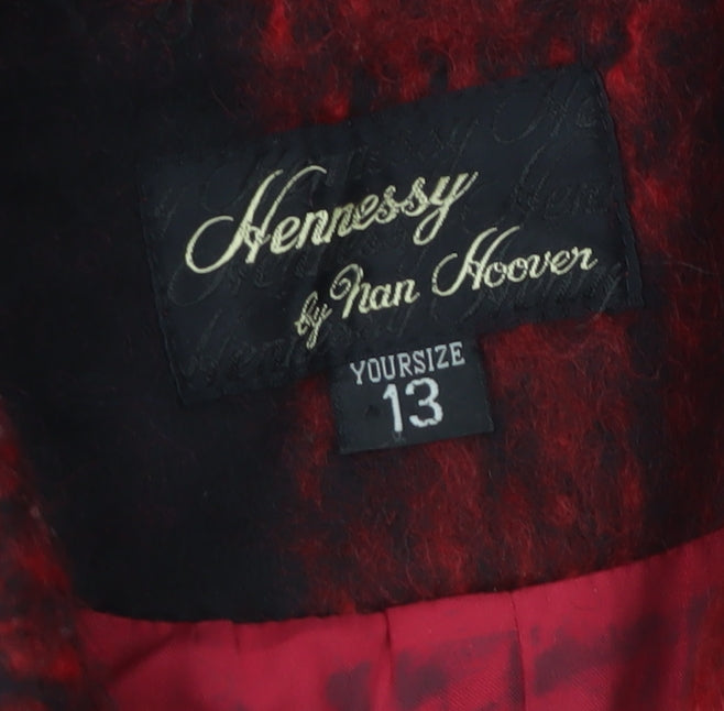 Hennessy by Nan Hoover Women Red Check Wool Overcoat Size 14