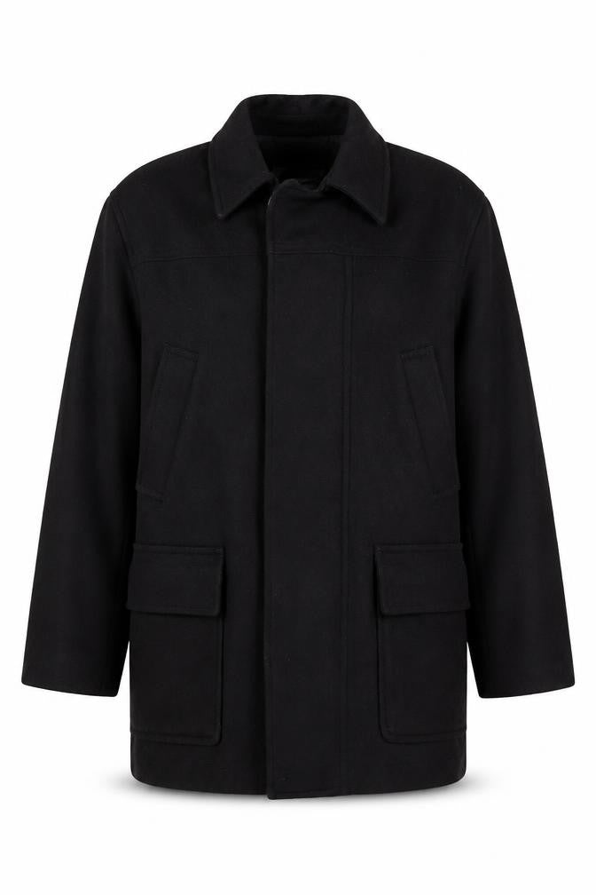 Express Men’s Black Wool Blend Mid-Length Overcoat L