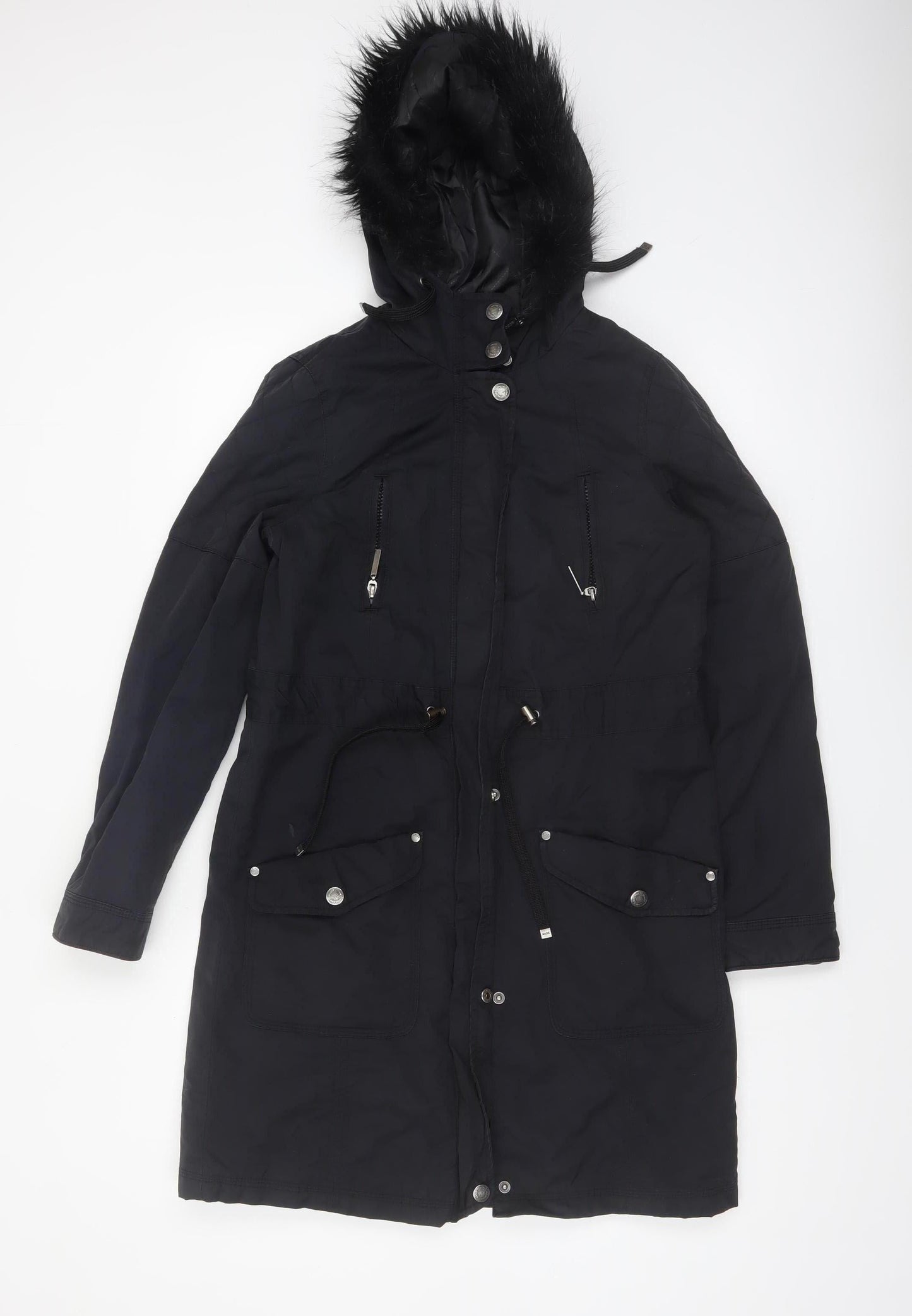 Maine New England Women's Black Hooded Parka Coat Size 10