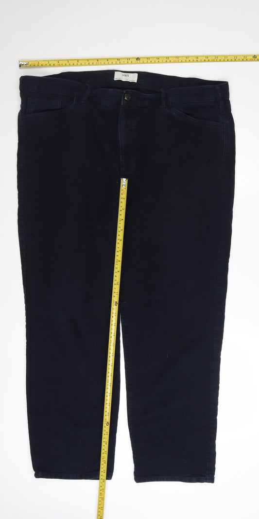 Marks and Spencer Men's Blue Chino Trousers 42x31 Regular Cotton