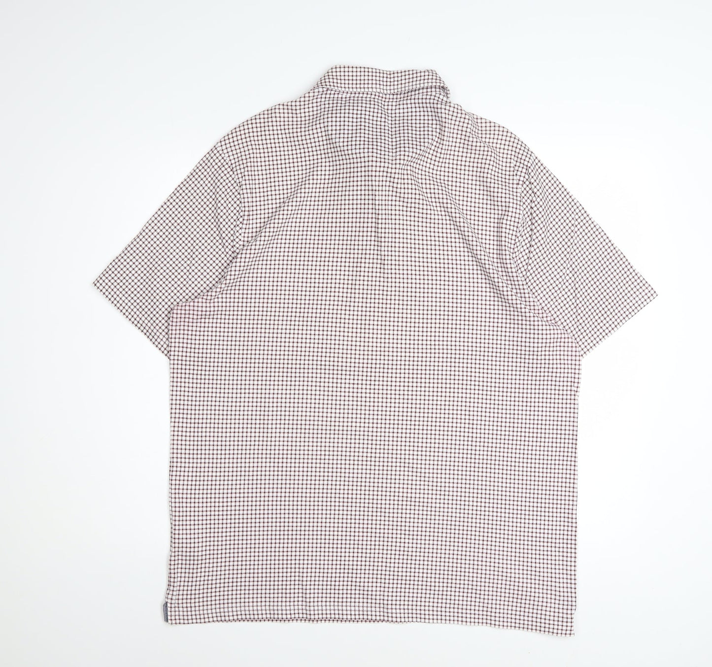 Marks and Spencer Men's Red Check Cotton Polo Shirt Size L