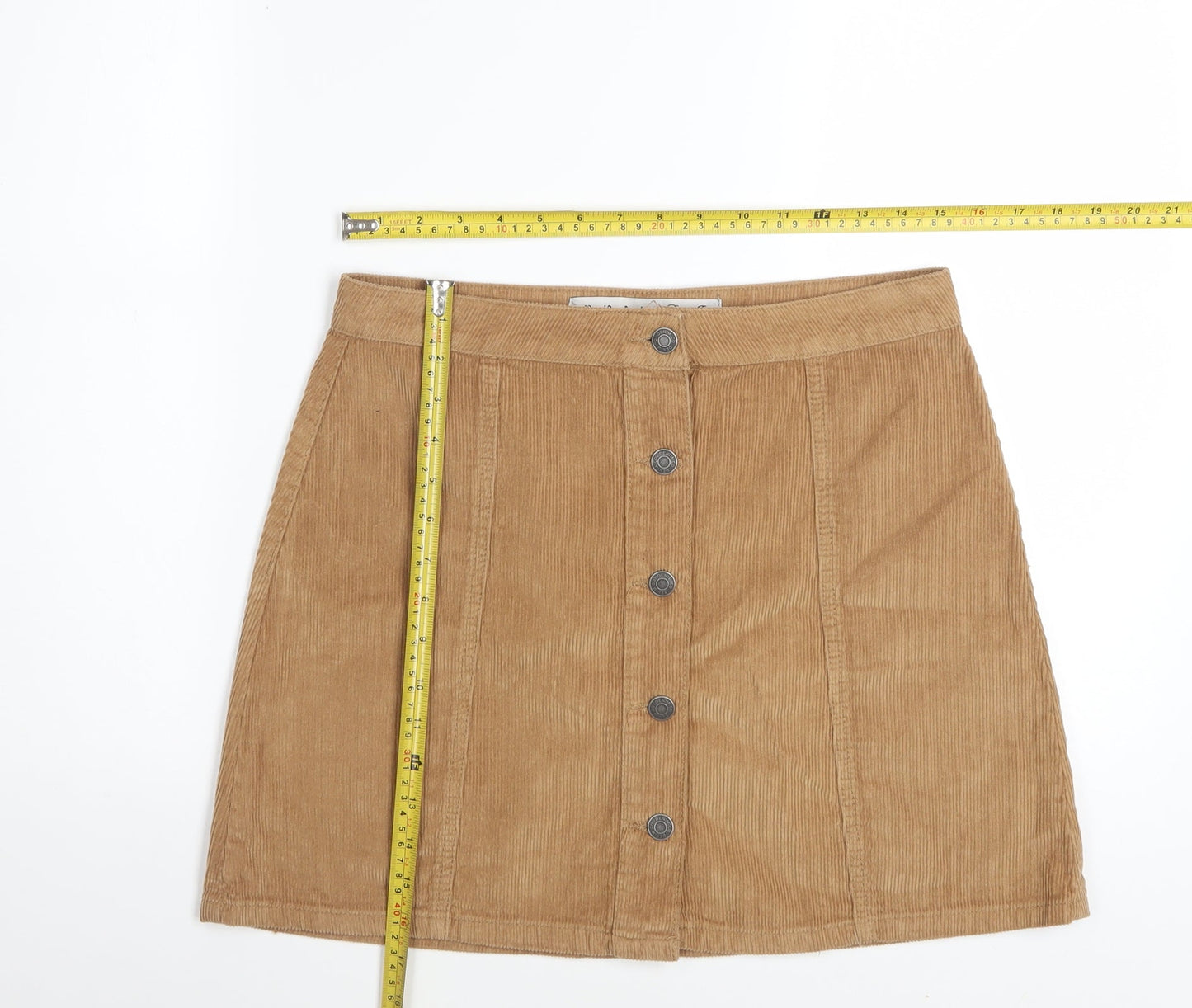 Denim Co. Women Beige Corduroy A-Line Button Skirt Size 12