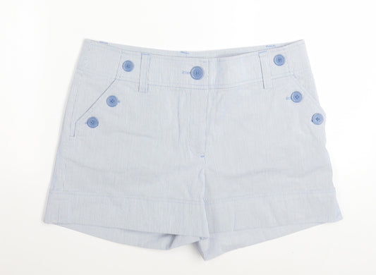 H&M Women Blue Striped Sailor Shorts Size 12 Cotton Blend