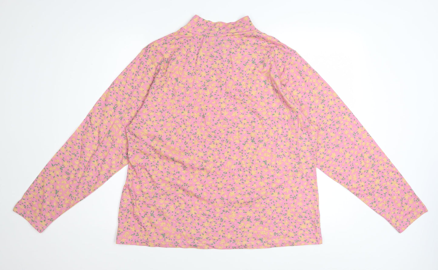 Amber Women’s Pink Floral Long Sleeve Mock Neck Cotton Top Size 20