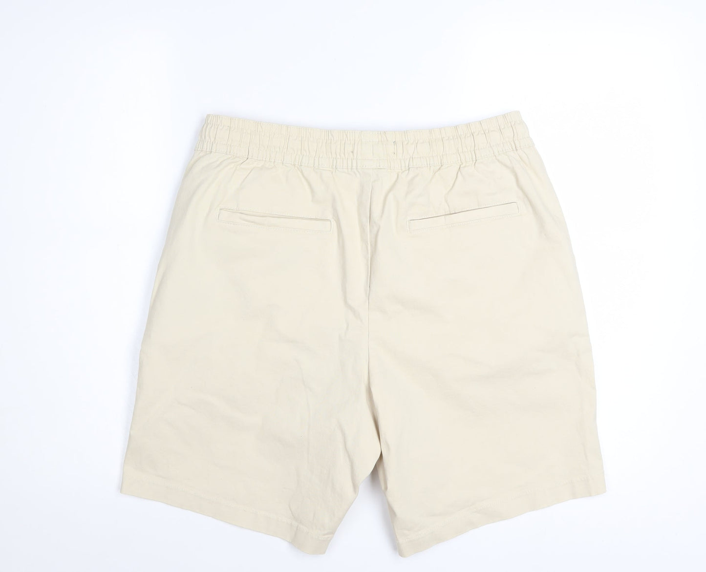 Denim Co. Men's Beige Chino Shorts M Relaxed Fit Drawstring Waist