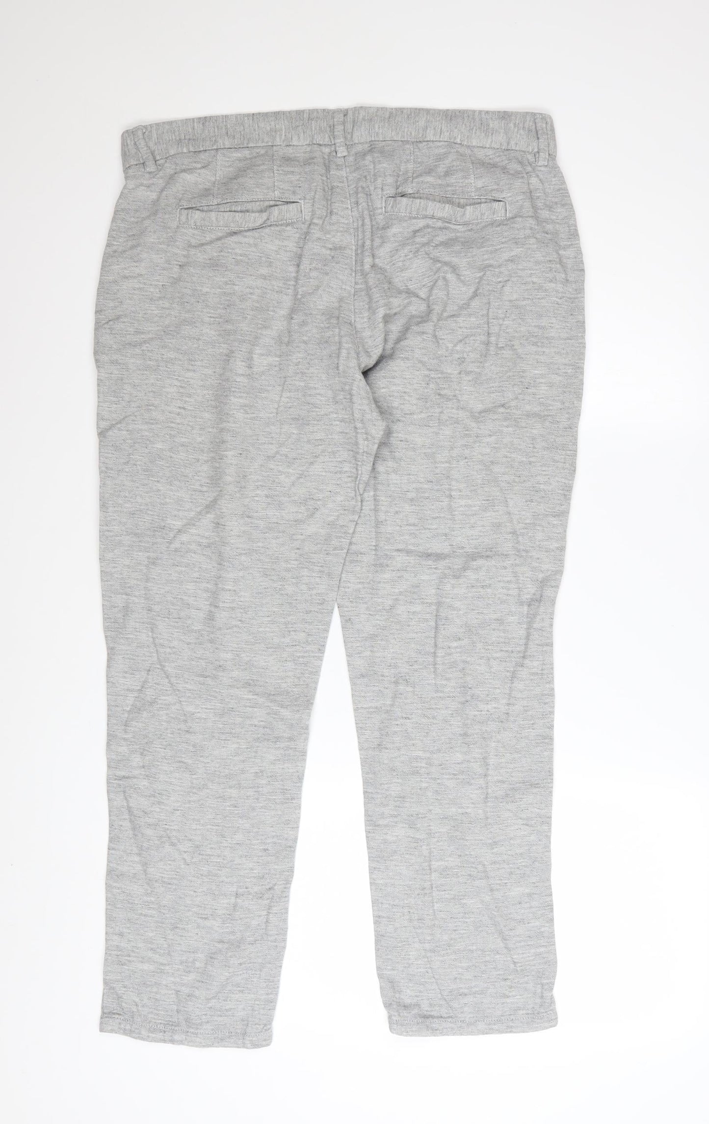 ACW85 Men's Grey Slim Fit Chino Trousers 34S Cotton Linen