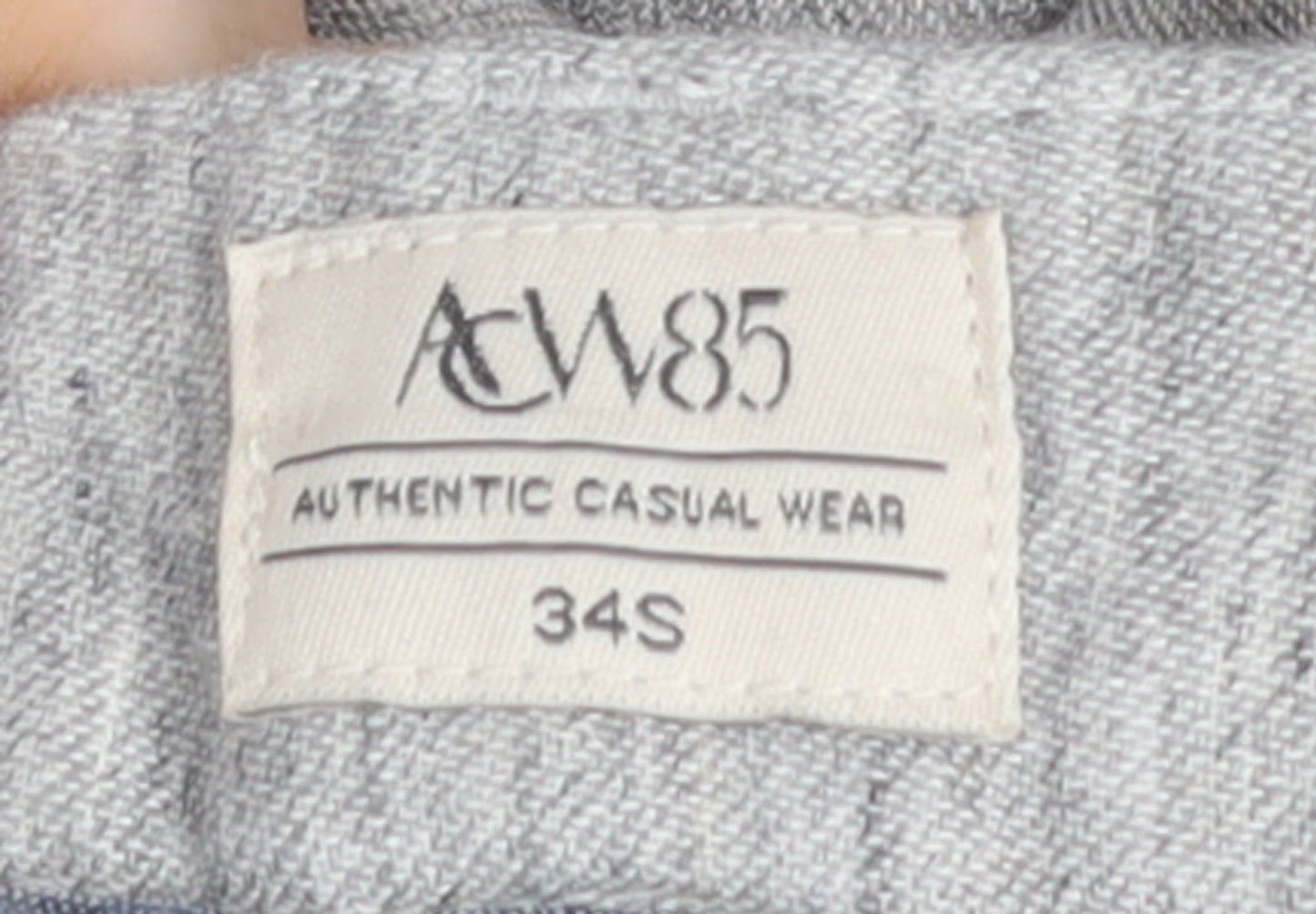 ACW85 Men's Grey Slim Fit Chino Trousers 34S Cotton Linen