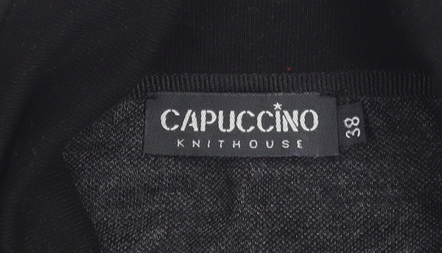 Capuccino Knithouse Women's Black Geometric Roll Neck Sleeveless Knit Top Size 10