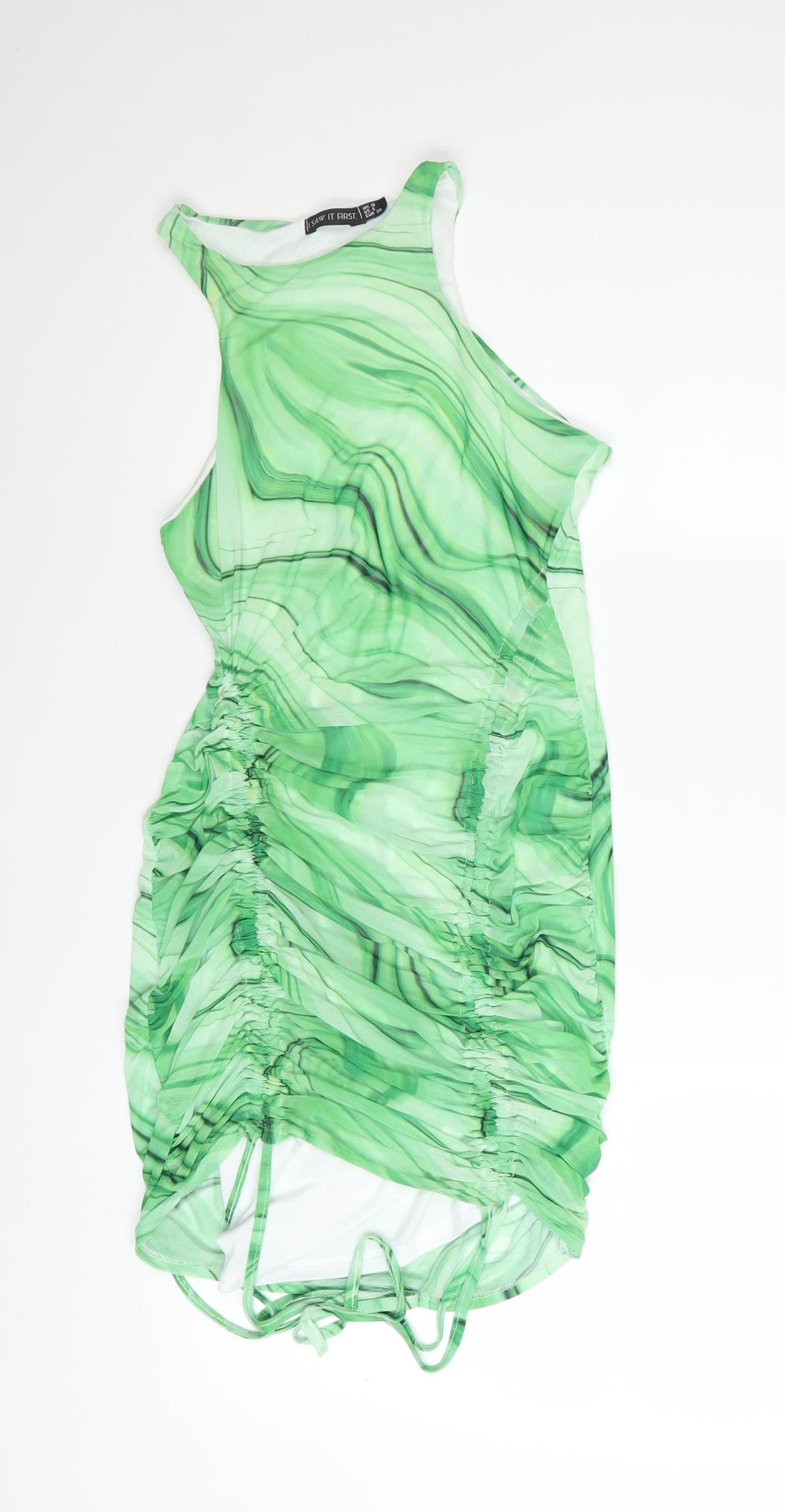I Saw It First Womens Green Ruched Bodycon Dress Size 10