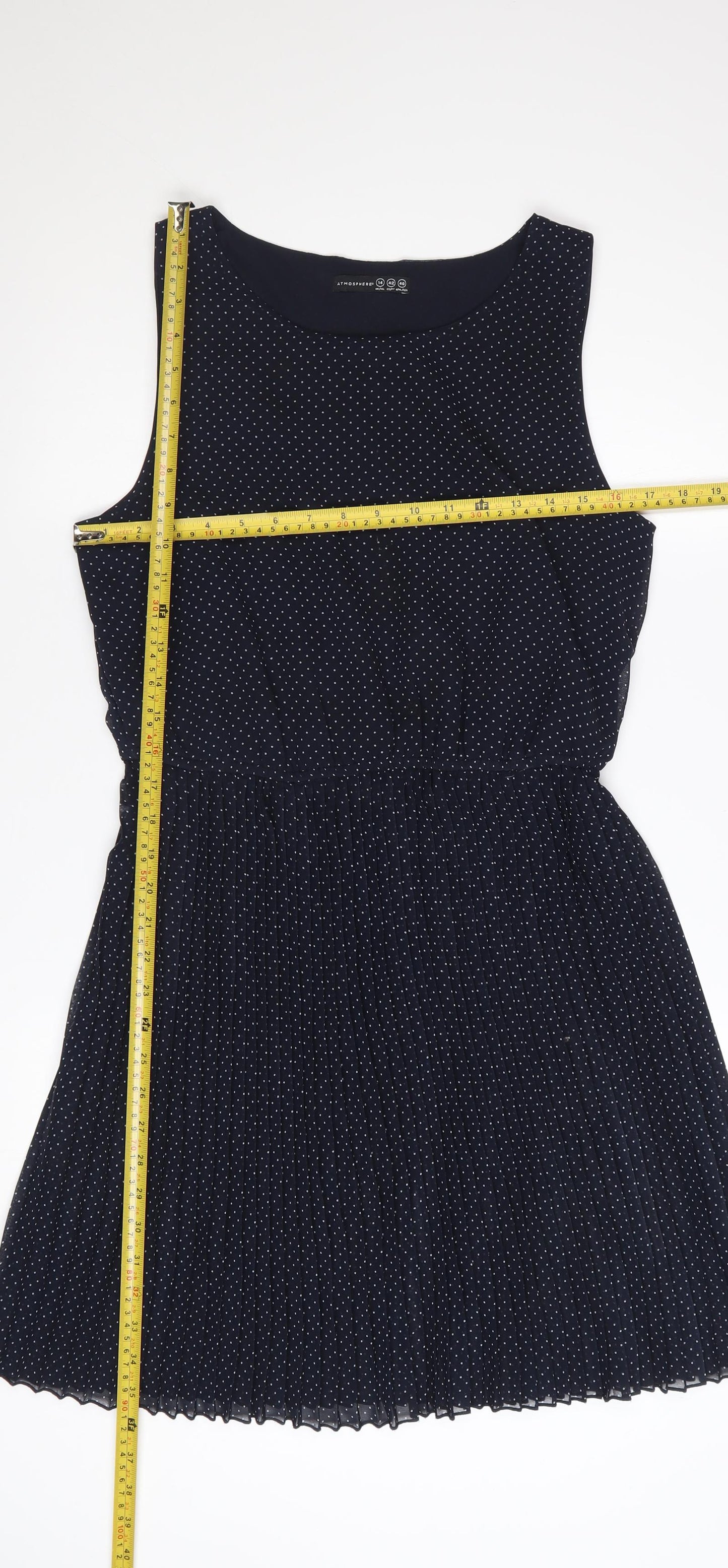 Atmosphere Women's Blue Polka Dot Sleeveless Skater Dress Size 14