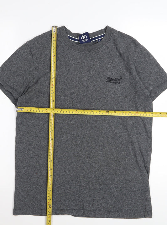 Superdry Men's Grey Cotton Crew Neck Short Sleeve T-Shirt Size S