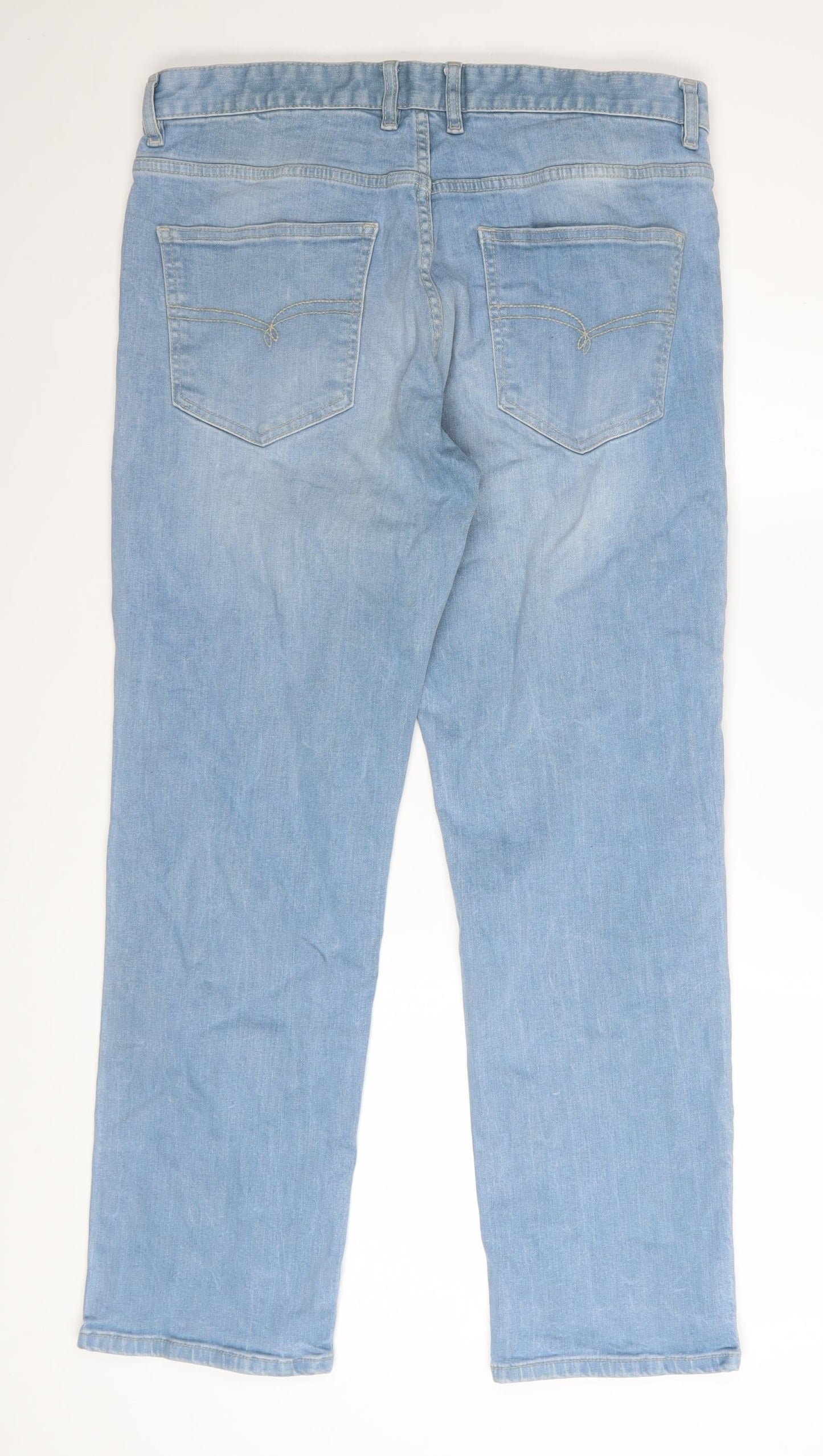 Next Men’s Blue Light Wash Straight Fit Jeans 34W 29L Denim