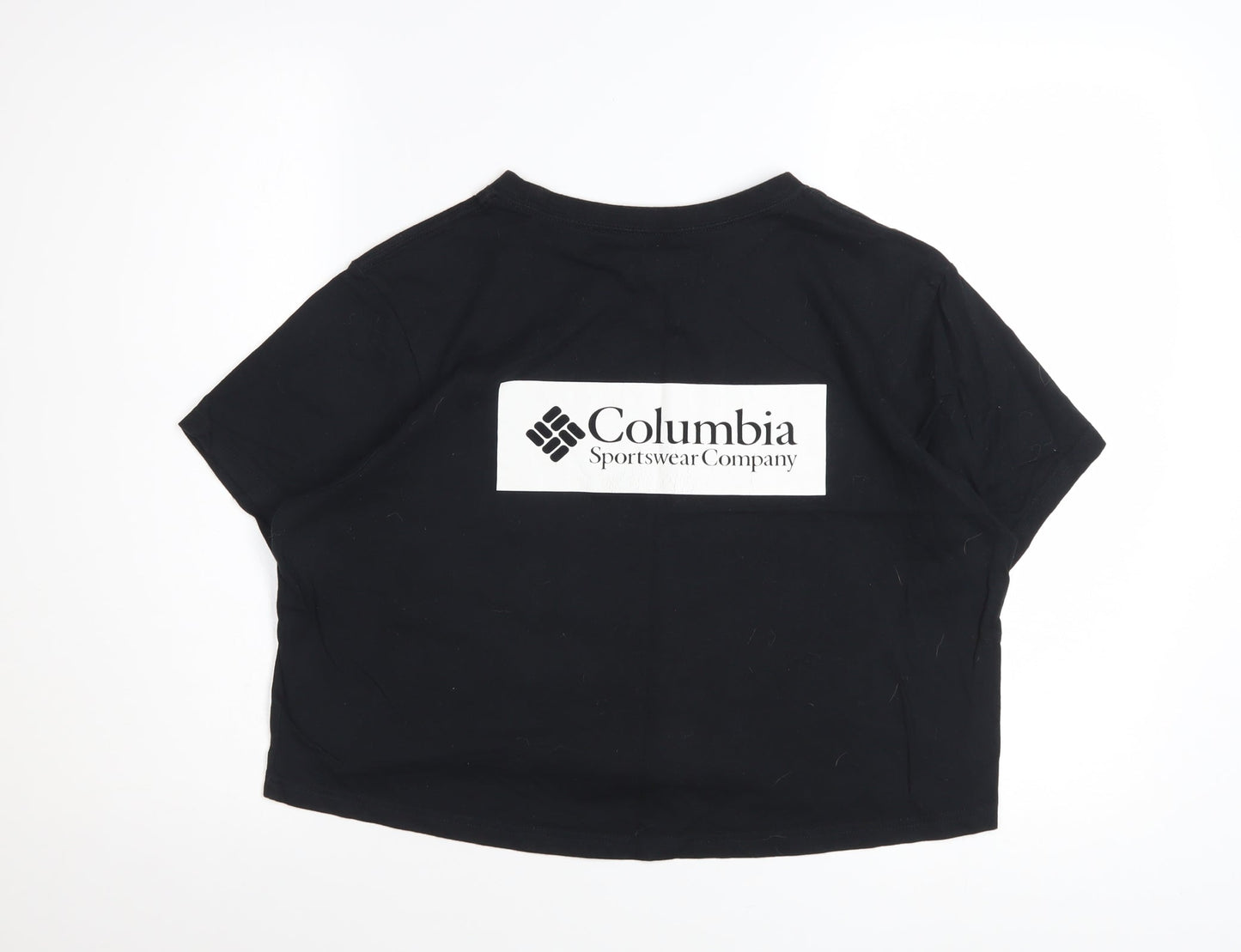 Columbia Women Black Cropped Cotton T-Shirt L Casual Style